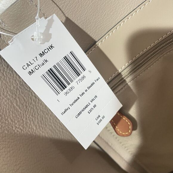 NWT Coach Hadley Turnlock Tote Shoulder Bag Pebbled Leather CAL17 Chalk Cream - Picture 9 of 10